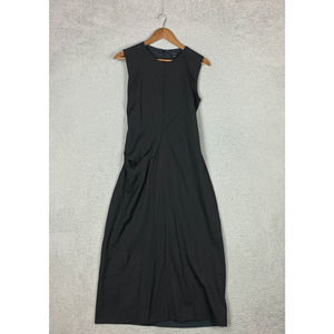 COS Dress Womens 6 Black Sleeveless Midi Tie Back 100% Wool Lagenlook Minimalist